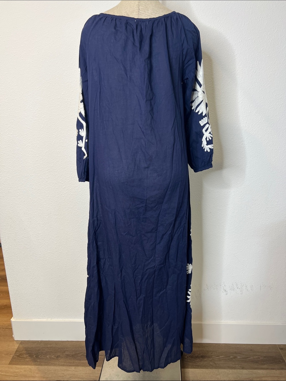 Debbie Katz South Beach Malan Tunic Navy Embroidered Tassel Maxi Dress - Picture 2 of 2